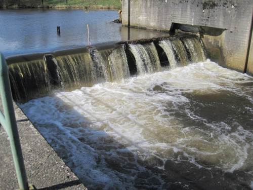 Bald schon kommen die Wanderer am Wehr Maschen an - wie alle anderen Hindernisse eine Stelle, an der Zuständige eine qualifizierte Durchwanderbarkeit herstellen müssen.