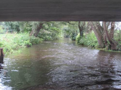 Der Blick unter der Hörstener Brücke hindurch - der künftige Weg des Kieses. - Da standen die großen Weiden noch, gucken Sie mal den Beitrag vom 24. März 2012 an.