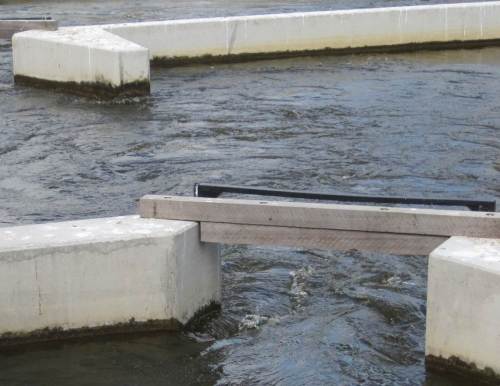 Strömungsbild an Schlitz in der Kurve - mit Messeinrichtung ausgestattet.