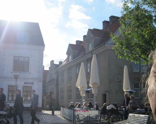 Es wird später, ein dänischer Sommerabend. Ich lerne: da isst man im Freien auf dem Platz.