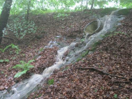 Die Natur macht, was sie will - unplanmäßig verlässt die Flut die Straße, rein in die Schlucht.