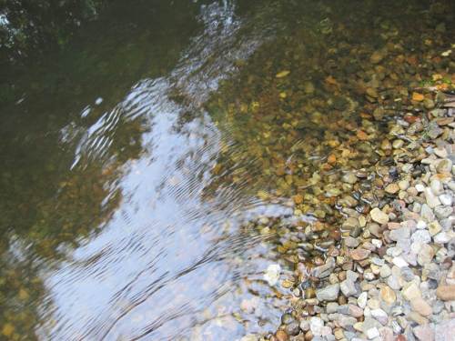 Strömungslinien an Kies - ich bastele ein Bisschen, Richtung "Lenkbuhne".