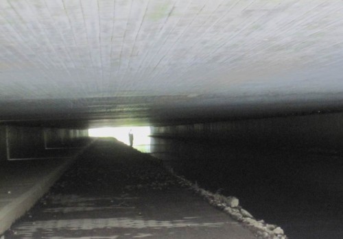 Unter dem Rangierbahnhof Maschen treffe ich zwei GeoCacher - noch nichts gefunden.