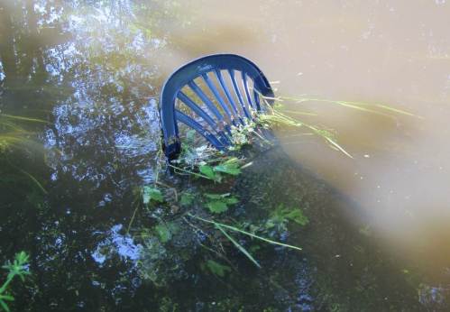 Ein Treibselsammler - ungewollt, Hölzchen und Stöckchen wären angemessen.