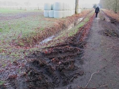 Spuren im - nein, nicht Sand! - ... "Schlagkräftige Landwirtschaft" ist nicht zu übersehen.
