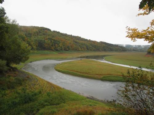 Auf dem Weg zur Aseler Brücke werfe ich einen Blick auf die Edergabelung / -insel querab vom "Ferienzentrum Albert Schweitzer".