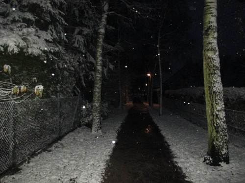 Ja, ist denn schon Weihnachten?! Nach aus Nord hereinfegendem Schlubber blieb Schnee.