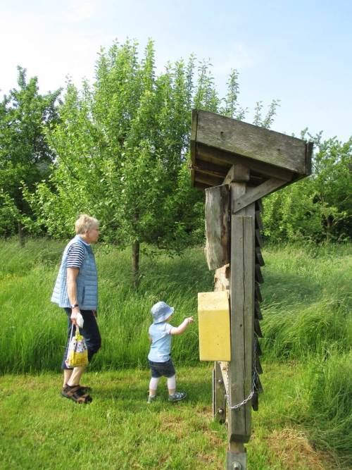 Daaaa, Insektenhotels unterschiedlicher Ausgestaltung.