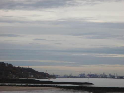 Blick gen Osten, Blankeneser Elbhang-Panorama, ContainerHafenKräne.