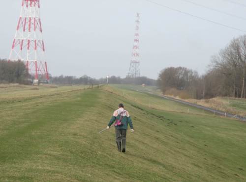 Auf dem Deich wird Wühltätigkeit bekämpft - Sicherheit will stetig erhalten sein.